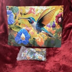 500 Piece Humming Bird Blue Flower Puzzle